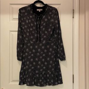 Loft black/white dress with ruffles